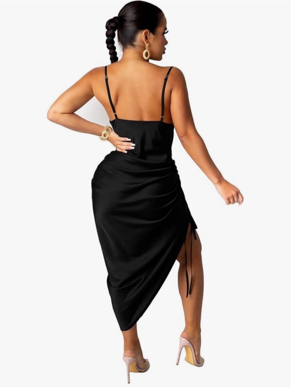 Black side slit midi dress xxl - Picture 2 of 12